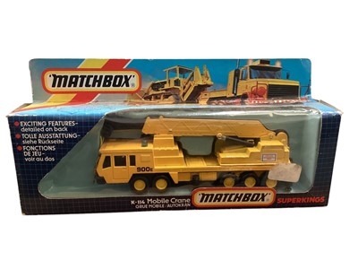 Lot 1739 - Matchbox Superkings Mobile Crane No.K-114 & Refuse Truck No.K-111 & Refuse Truck No.K-111, both with trilingual window boxes (2)