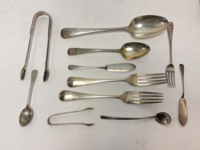 Lot 41 - Group of Georgian and later silver flatware, 11.5ozs