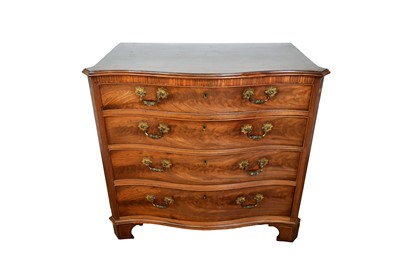 Lot 1369 - George III mahogany and marquetry serpentine chest