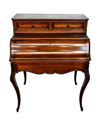 Lot 1376 - 19th century Continental mahogany and burr maple crossbanded bonheur du jour