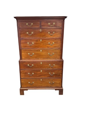 Lot 1377 - George III mahogany chest on chest