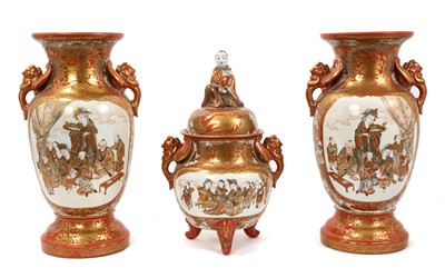 Lot 38 - Japanese Kutani porcelain garniture