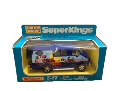Lot 1734 - Matchbox SuperKings Dodge Custom Van No.K-80, Dodge Monaco & Trailer No.K-68 and Matra Rancho No.K-90, all in window boxes (3)