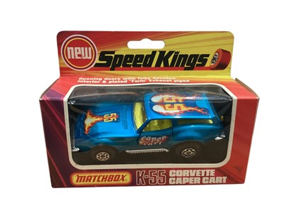 Lot 1729 - Matchbox Speed Kings Covette Caper Cart No.K-55 (Red & Blue version) & Mercedes 350 SLC No.K-48 (3)