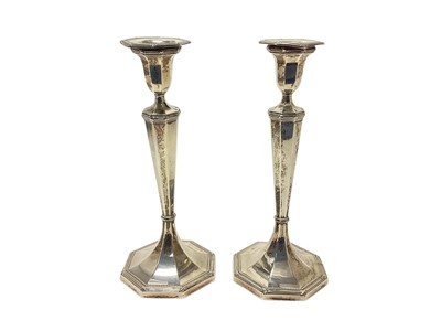 Lot 358 - Pair of silver candlesticks