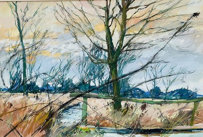 Lot 1082 - *Anthony Atkinson (1929-2014) pencil and gouache - Autumn Sun, Boxted, signed, 38cm x 55cm, in glazed frame