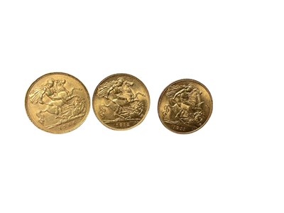 Lot 427 - G.B. - Gold Half Sovereigns Edward VII 1906 GF-AVF, George V 1911 EF & 1912 EF (3 coins)