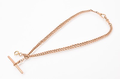 Lot 469 - Edwardian 9ct rose gold watch chain, 41cm long