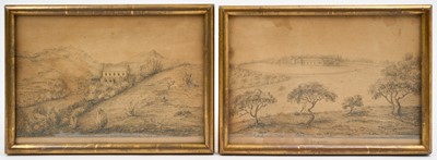 Lot 76 - Rare Early 19th century framed pencil drawing of Longwood House on St Helena titled in margin 'Longwood' and inscibed on reverse of frame ' Longwood, Napoleon's home from December 10th, 1815 unt...