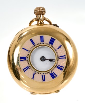 Lot 711 - 18ct gold half hunter fob watch