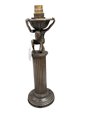 Lot 390 - Bronzed metal table lamp of atlas