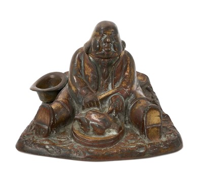 Lot 1025 - Amusing 19th century novelty inkwell in the form of a seated fat man, possibly Daniel Lambert