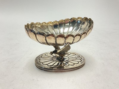 Lot 244 - Spanish white metal pedestal dish with bird support