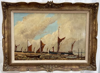 Lot 1146 - W. F. 'Bill' Burton (1907-1995) oil on board - "Drying Sails", signed, titled verso, 41cm x 61cm, in gilt frame
