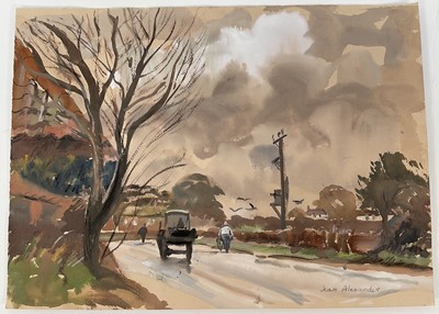 Lot 1108 - Jean Dryden Alexander (1911-1994) watercolour - 'Squally Weather, near Bungay', signed, dated 199050 verso and titled, 27.5cm x 37.5cm, unframed