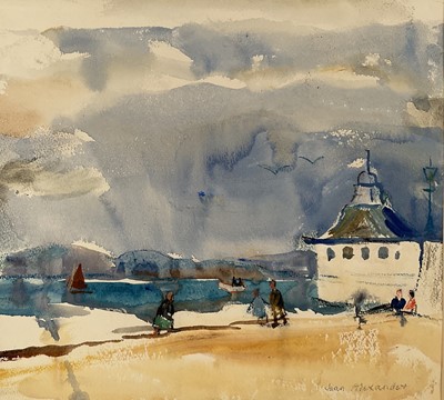 Lot 1112 - Jean Dryden Alexander (1911-1994) watercolour - 'The Promenade', signed, 24.5cm x 27cm, mounted