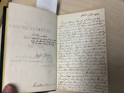 Lot 43 - General Francis Seymour, later 5th Marquess of Hertford, original handwritten diary entitled "Prussian Reviews near Cologne, September, 1861" approximately 34 pages.