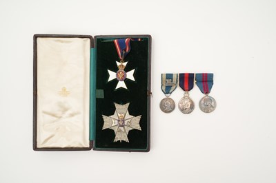 Lot 44 - Interesting Royal Household / Parliamentary Service medal group comprising, Knight Commander of the Royal Victorian Order (K.C.V.O.) set of insignia, numbered on reverse 257 in original Collingw...
