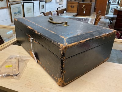 Lot 45 - Scarce Victorian Wickwar & Co. Royal black leather covered Despatch Box with gilt embossed crowned V.R. Cypher and inscription 'Sergeant at Arms House of Commons H. D. Erskine' with Mordan &...
