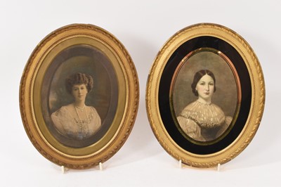 Lot 894 - Two early 20th century overpainted photographic portraits