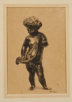 Lot 1057 - *Reginald Brill (1902-1974) charcoal and ink on paper - Cupid II, signed, 28 x 19cm, in glazed frame