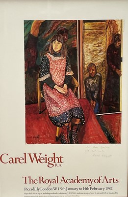 Lot 917 - Carel Weight - RA exhibition poster 1982, signed and inscribed, 73cm x 48cm, in glazed frame