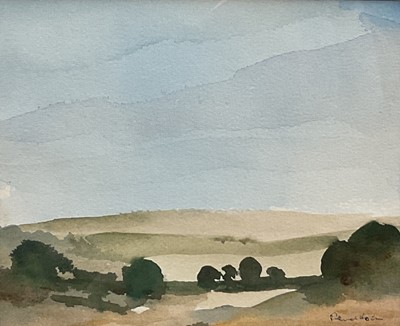 Lot 268 - Ronald Ronaldson (1920-2015) watercolour, Tree and hill landscape, signed 14 x 17cm