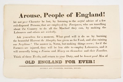 Lot 81 - Collection of 18th correspondence from the Wynyard family to Lord Delawarr, hand written 18th century gardening tips, and a scarce printed anti Farm labourers rioting leaflet
