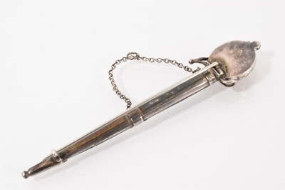Lot 546 - Scottish silver and bloodstone sword brooch with enamel decoration to the hilt, 9.5cm long