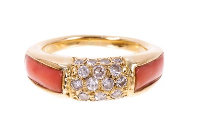 Lot 541 - Vintage Van Cleef & Arpels diamond and coral ring