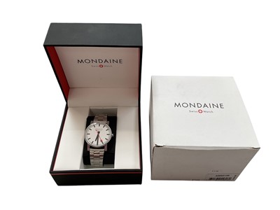 Lot 1132 - Mondaine SBB CFF FFS Quartz wristwatch, box and papers