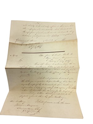 Lot 82 - Of Australian interest, a fascinating group of correspondence between Major General Lachlan Macquarie C.B. The fifth Governor of New South Wales ( from 1810-1821) and various Officers of the 46t...