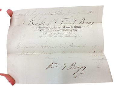 Lot 84 - Collection Lady Wynyard's late Georgian and early Victorian tradesmen's receipts including a receipt from Jonathan Phillips China, earthenware and glass manufacturer at Wedgwood's Ware Rooms, Ox...