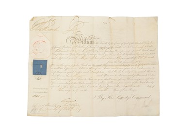 Lot 88 - H.M. King William IV, signed military commission appointing Edward Buckley Wynyard a Major in the Grenadier Regiment of Foot Guards, 10th January 1837