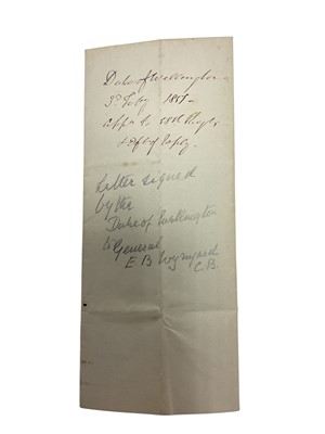 Lot 91 - His Grace The Duke of Wellington K.G., signed order appointing Major General E.B.Wynyard C.B. in command of the 58th Regiment dated 3rd February 1851, another order signed by Lord Palmerston all...