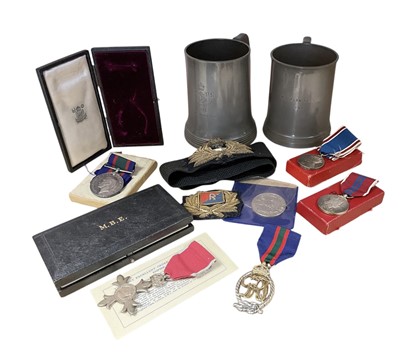 Lot 66 - Naval medal group comprising, M.B.E., Royal Naval Reserve Long Service and Good Conduct medal named to L. D. 9 / 533 B. W. Stearn. Y. S. R.N.V.R