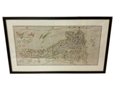 Lot 939 - Antique hand coloured engraving of the 1360 Gough Map of the British Isles