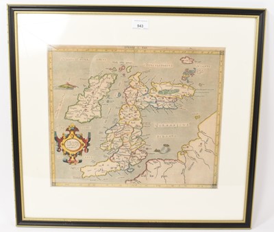 Lot 943 - Gerard Mercator 16th century hand coloured map of the British Isles, 'Europae I tab'