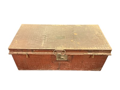 Lot 101 - Victorian military tin uniform trunk containing bound family Pedigrees for the Wynyard family, Genealogy of. The Family of Boileau de Castelnan, and another for Boileau De Castelnau De La Garde...