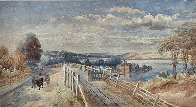 Lot 1310 - M.B., mid 19th century watercolour - View of Mistley Quay from the Harwich Road, initialled and inscribed, 24cm x 44cm, in glazed gilt frame