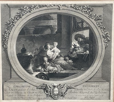 Lot 38 - 18th century French engraving "L'heureuse Fecondité" Nicolas Delaunay after Jean-Honoré Fragonard, circa 1760, F&G