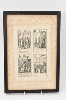 Lot 898 - Playing card interest: Print of the four Queens from a 17th century pack of Cavalier playing cards