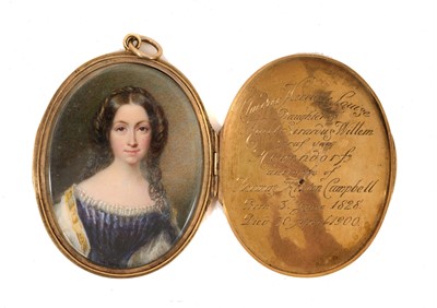 Lot 966 - Good quality mid-19th century painted portrait miniature on ivory
