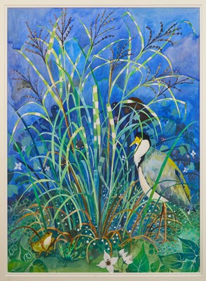 Lot 1258 - *Joan Warburton (1920-1996) watercolour - 'The Watchers', initialled and dated '69, 72cm x 52cm, in glazed gilt frame Exhibited: Fermoy Art Gallery, King's Lynn