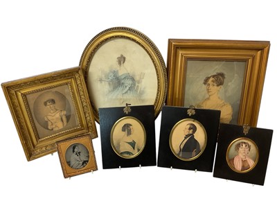 Lot 983 - Group of 19th century portrait miniatures on paper