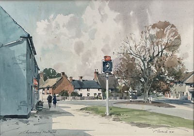 Lot 298 - Stanley Orchart (1920-2005) watercolour - Chelveston Village, signed and dated '74, 35cm x 50cm, in glazed gilt frame