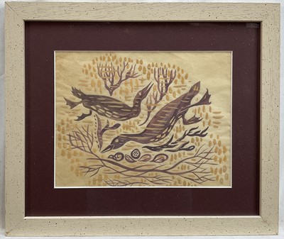 Lot 1279 - Audrey Pilkington (1922-2015) gouache on paper - Wildfowl, 17cm x 21.5cm, in glazed frame