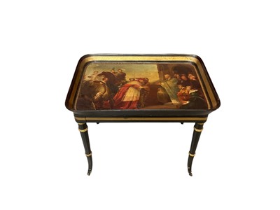 Lot 1522 - Victorian Jennens & Bettridge paper mâché tray on stand