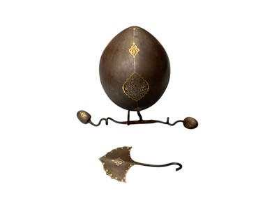 Lot 662 - Persian damascened model of a watermelon