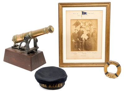 Lot 158 - Fine Victorian signalling cannon by 'W.Parker Maker to Her Majesty, Holborn, London' the gun metal three stage barrel finely engraved ' William F.Collings To The Raven, 8 1/2 tons Schooner Yacht...